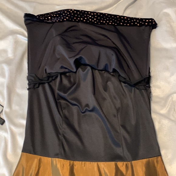 ARIANNA by Rachel Kaye formal evening gown prom black velvet top bronze skirt 12 - Picture 7 of 7